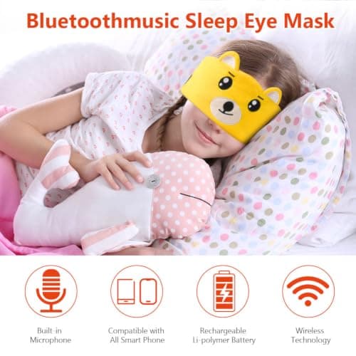OFFCUP Sleep Headphones, Headband Headphones, Soft Bluetooth Headset Hi-Fi Stereo Super Bass Music Headphones for Men Women Office Nap Travel Yoga Workout Meditation（Bear） — view 3