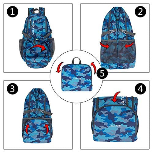 MAXTOP Backpack Ultra Lightweight Packable Foldable Rucksack Water Resistent For Men Women Outdoor Camping Hiking Travel Daypack Handy Durable Gifts For Men Women — view 6