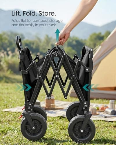 SONGMICS 200L Festival Trolley on Wheels, Foldable Camping Cart Wagon — view 5