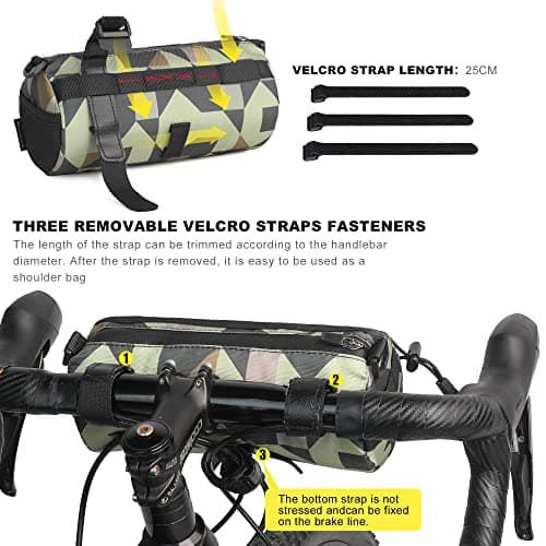 Rhinowalk Bike Handlebar Bag - Front Bag with Shoulder Strap for Road Mountain Bike Cycling Travel (Camouflage Green) — view 4