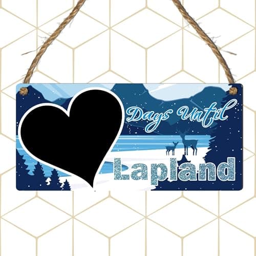 "Days Until Lapland" Countdown Plaque - Northern Lights & Winter Wonderland Chalkboard Sign for Christmas Holiday Countdown (Blue, With Pen, Small: 19 cm (W) × 9 cm (H)) — view 3