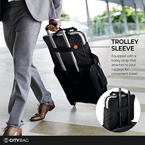 CB CITY BAG Laptop Bag Computer Bag Handbag for Documents - 15.6 Inch Laptop Case with Shoulder Strap - Work Bag for Men & Women - Carrying Sleeve for Tablets & Laptops (Grey) — view 4