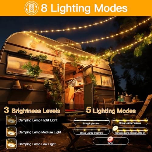 Ollny Camping String Lights 10M 100 LEDs, 2 in 1 Rechargeable Fairy Light — view 4