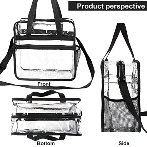 M MUNCASO Clear Tote Bag Large Toiletry Bag Transparent Bag Clear Crossbody Bag with Adjustable Shoulder Strap and Zipper Closure, Perfect for Work, Sports Games, Concert (Black#1) — view 5