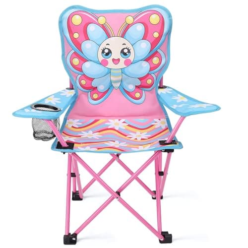 Meng Jiaran Kids Butterfly Folding Camping Chair Oxford Cloth with Cup Holder