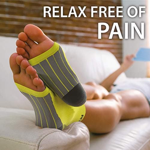 Rymora Foot Compression Socks Sleeves (Pair) (Neon Yellow) (Medium) [M] — view 4
