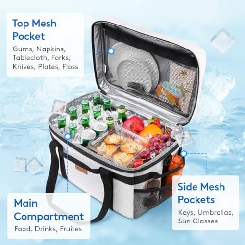 Lifewit 30L Cooler Bag with Liner, Large Insulated Picnic Bag, Silk Gray — view 5