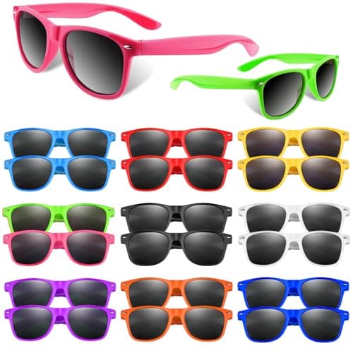 BOUBONI Colorful Party Sunglasses Bulk 20 Packs for Wedding Beach Summer Pool Party Supplies Goodie Bags Stuffers (Mixed 10 Colors, Millimetres, 145)
