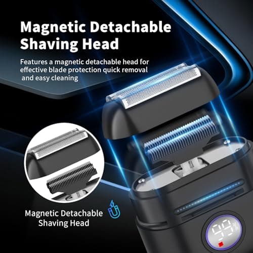 HIENA PRO Electric Foil Shaver for Men, New Upgraded 3 Floating Blades Mini Razor with LED Display, USB-C Rechargeable 100 Min Usage, IPX7 Waterproof Wet/Dry Travel Beard Shaver for Face Shaving — view 3