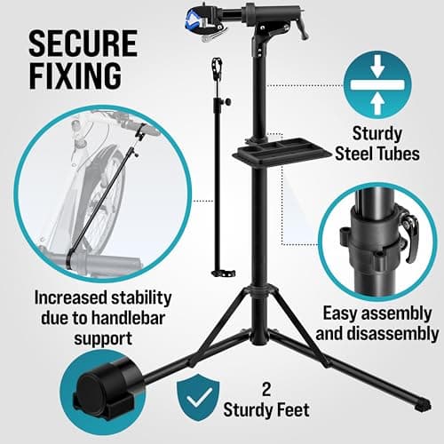 Monzana® 50kg Bike Repair Stand with Tool Tray, Tyre Levers & Carry Case — view 3