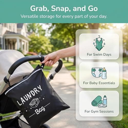 3 Pcs Travel Laundry Bag, 38 X 48 cm Laundry Bags for Travelling Dirty Clothes Bags with Zipper Wet Clothes Bag for Swimming Home Travel Holiday Camping — view 4
