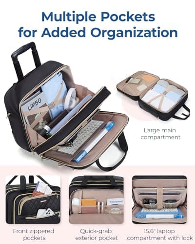 bagsmart Laptop Roller Bag for Women Fits Laptop up to 15.6”, TSA Lock — view 3