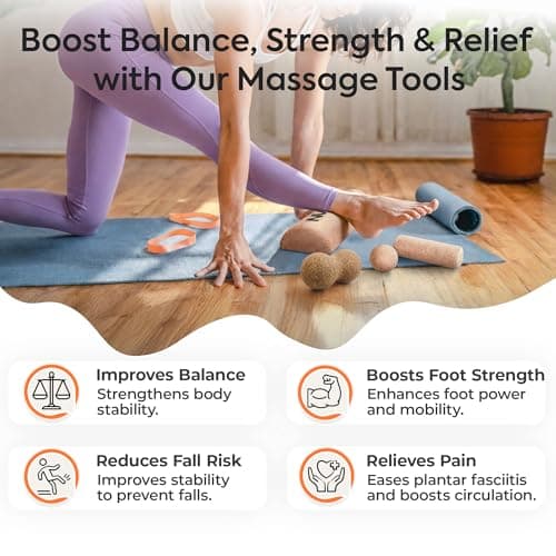 Cork Balance Board-premium Cork 5-in-1 Foot & Ankle Strengthener Set- Balance Trainer With Massage Roller, Peanut Ball & Toe Resistance Bands-wobble Board For Adults-improve Foot Function — view 3