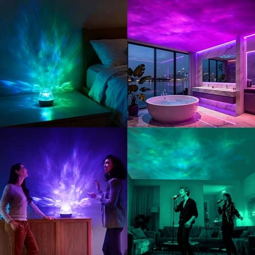 Wixwarmi Galaxy Projector Night Light, 16 Colors Brightness Dimmable Rechargeable Ocean Lights Projectors, Sensory Lights with Remote Control, Ocean Wave Projector for Bedroom/Party/Game Room — view 6