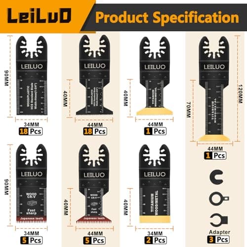 LEILUO 50Pcs Titanium Multi Tool Blades, Multitool Blade Set Bag — view 3