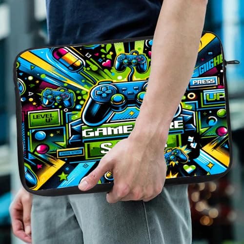Personalised “Game More” Gamer Design – Custom Name - Back to School - Kids Gifts - Laptop Sleeve/Cover. (14") — view 4