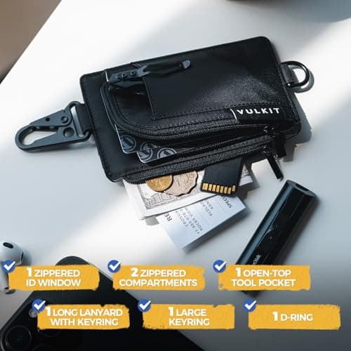 VULKIT Water-Resistant Keychain Lanyard Wallet for Men and Women, Outdoor Zip Pouch Wallet with Clear ID Window, Travel Anti-Theft Neck Pouch for Hiking, Fishing and Outdoor Activities, Shadow Trek — view 4