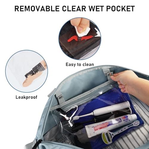 ECOHUB Easyjet 30L Cabin Bag 45x36x20 Underseat Travel Flight Bag Foldable Carry On with Removable Wet Pocket Waterproof Overnight for Women (Grey) — view 5