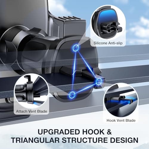 miracase 2nd Generation Car Phone Holder, Air Vent Phone Holder for Cars 360¡ã Rotation, Universal Mobile Phone Mount Automobile Cradles for Vent Van iPhone 14 Pro Max 13 12 11 Samsung — view 3