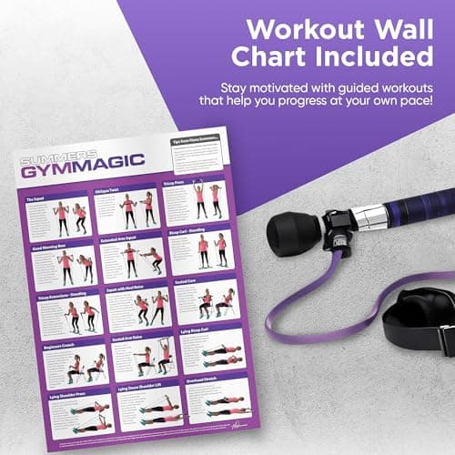Gym Magic Pilates Reformer Bar Yoga Stick with Resistance Bands & Online Videos - Full Body Workout Fitness Kit with Padded Neck Support, Comfort Grip Handles & Latex Bands — view 6