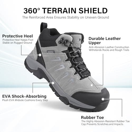 OUTJET Men's Waterproof Walking & Hiking Boots Lightweight, Grey — view 5
