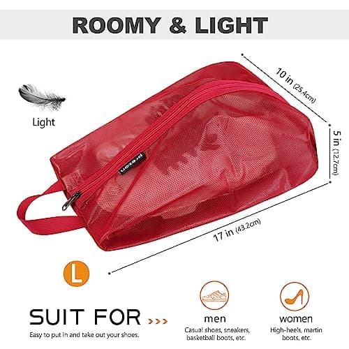 Prezon Travel Shoe Bags, Water Resistant TPU Mesh, Sturdy YKK Zipper, Shoes Storage Bag, Shoes Packing Organizer, Unisex Shoe Pouch for Travel or Home Storage — view 3