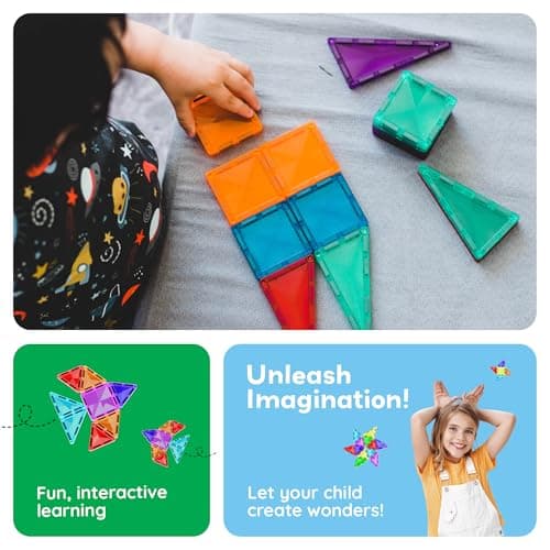 PicassoTiles 30 Piece Magnetic Building Blocks Mini Diamond Series Travel Size On-the-Go Magnet Construction Toy Set STEM Learning Kit Education Playset Child Brain Development — view 5