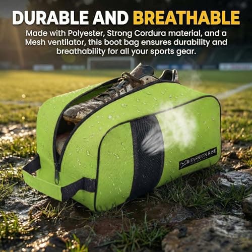 Waterproof Sports Boot/Shoe/Travel Bag for Football Cricket Rugby Golf Toiletry Gym for Men/Women (Fluorescent Green) — view 2