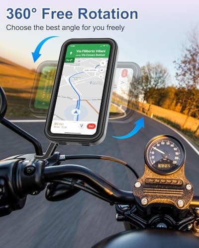 BTNEEU Motorbike Phone Holder Waterproof [Quick-release] Motorcycle Phone Mount 360° Rotation Phone Holder for Motorbike Mirror with Touch Screen Moped Phone Holder for 4.7" to 6.9" Smartphone — view 5