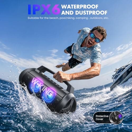 W-KING Bluetooth Speaker, 120W Portable Wireless Speakers, 70W Deep Bass with Dual Subwoofer, IPX6 Waterproof, DSP, EQ, 42H Playtime, RGB Lights, BT 5.4, 110dB Powerful Boombox for Outdoor/Party/Beach — view 3