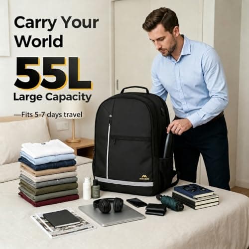 MATEIN 55L Extra Large Backpack for Men, Laptop Rucksack for Men Work — view 2