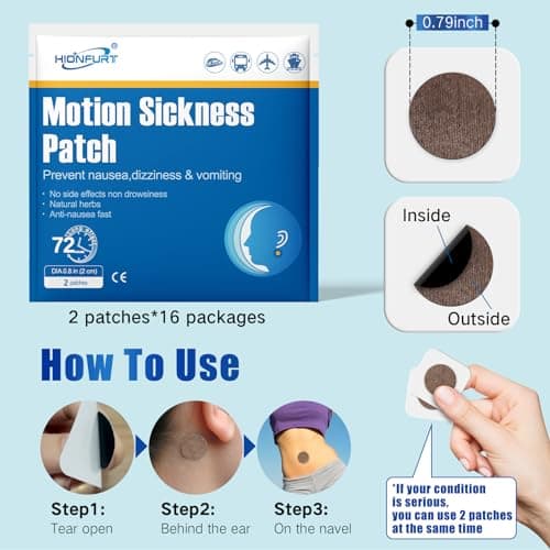 Hionfurt Motion Sickness Patches, 32 Patches for Car, Sea and Air Travel — view 3