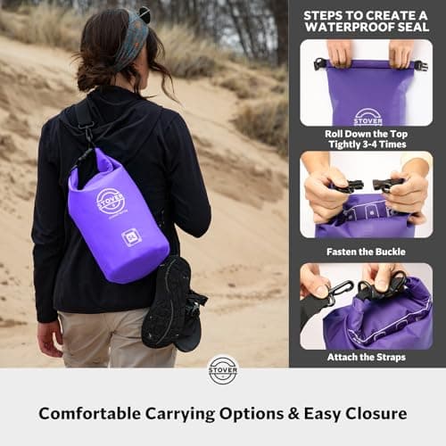 STOVER 5/10/25/30/40L Waterproof Dry Bag- Roll-Top Backpack w/Phone Case- Kayaking, Hiking, Camping, Boating- Men/Women — view 5