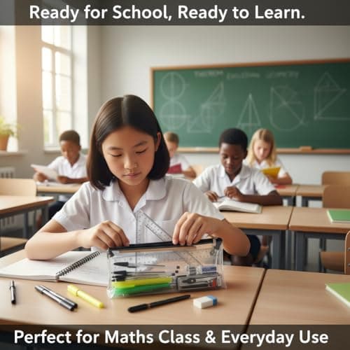 GCSE 18 Pcs Black Clear Pencil Case Set, Back to School Stationery Set, PVC — view 5