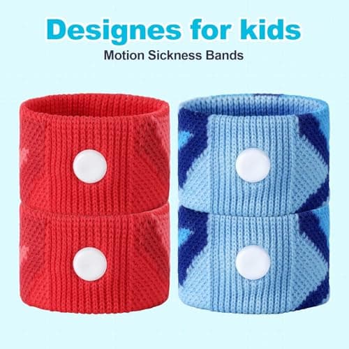 Motion Sickness Bands for Kids: Cruise Travel Essentials Anti-Nausea - Acupressure Wristband for Morning - Car Sea Sickness Wristbands for Kids (Colorful Red) — view 2
