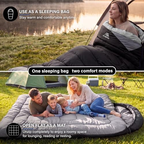 Sleeping Bags for Adults 3 Season Backpacking Lightweight Waterproof Cold Weather Sleeping Bag for Kids Warm Camping Hiking Outdoor Travel Hunting with Compression Bags Black — view 4