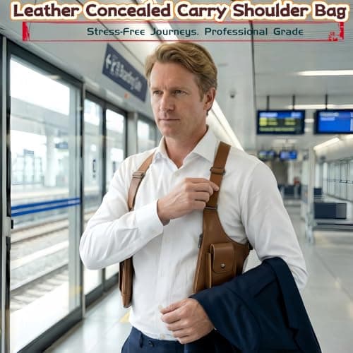 Anti-Theft Shoulder Holster Bag for Men, Double Shoulder Armpit Chest Bag, Premium Leather, Adjustable Straps, Phone Wallet Pocket - Travel, Outdoor, Unisex Underarm Pouch, Yellow, L, Anti-theft — view 2