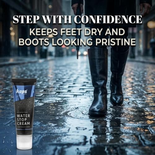 Kaps Quality Waterproofing Shoe Cream For Smooth Leather Boots, Nourishment With Natural Wax And Sponge Applicator, Water Stop, Many Colours (100 - neutral/transparent) — view 6