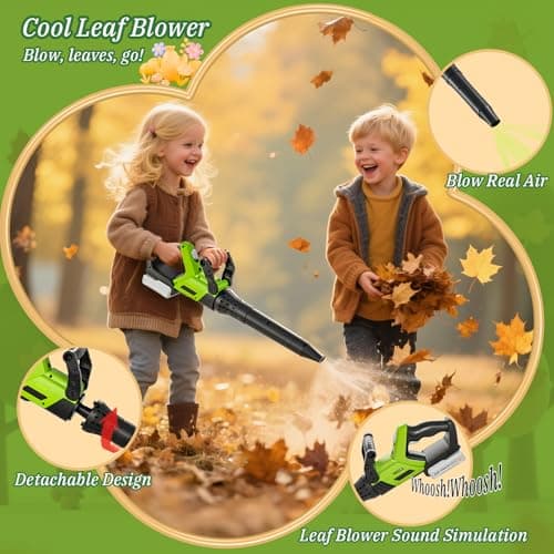 Kids Tool Set, 3-IN-1 Toddler Power Garden Tools with Sounds & Lights, Volume+/-, Toy Weed Wacker, Leaf Blower & Hedge Trimmer, Outdoor Play Toy Tools, Christmas Birthday Gifts for Boys 3 4 5 6 7 8+ — view 3