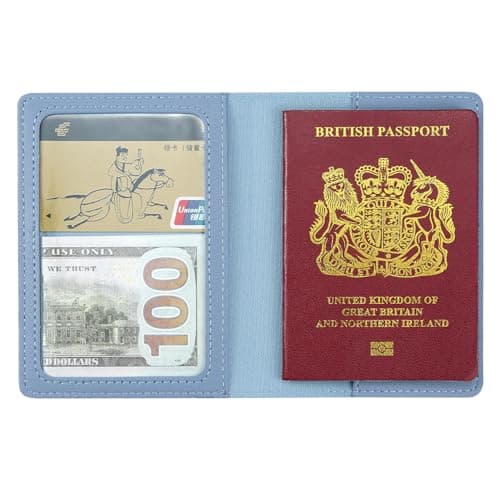 ILIYAH PU Leather Passport Holder Cover for Women Men Credit Cards Boarding Passes Travel Wallet Case(Haze Blue) — view 2