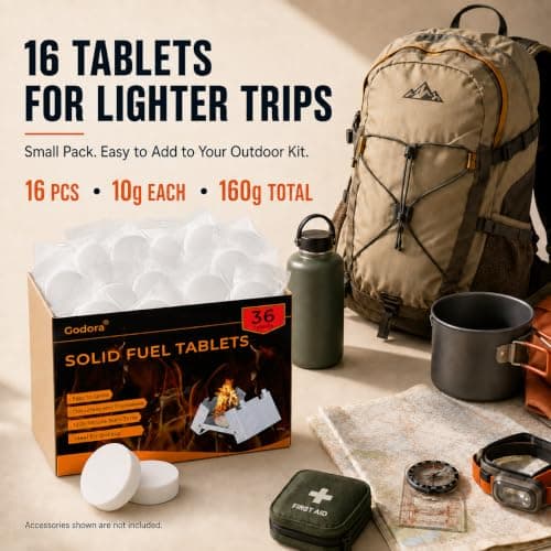 Godora Solid Fuel Tablets, 36 Pack, 15g Each, for Camping Stoves — view 2