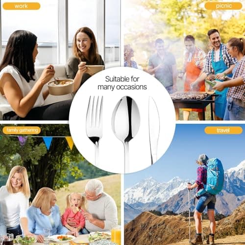 YIGAARUI Cutlery Set with Case,Reusable Stainless Steel Travel Lunch Utensils with Fork Spoon Knife Chopsticks for Picnic School Office Flatware Set Mirror Polished Dishwasher Safe (4PCS) — view 3