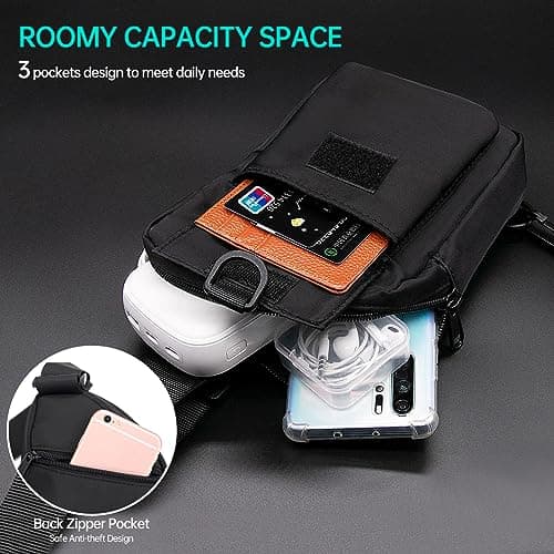 Long Keeper Small Sling Bag Chest Bag - Mini Cross Body Shoulder Bag for Men Women Waterproof Crossbody Sling Phone Bag for Cycling Travel Outdoor Sports, C-black — view 4