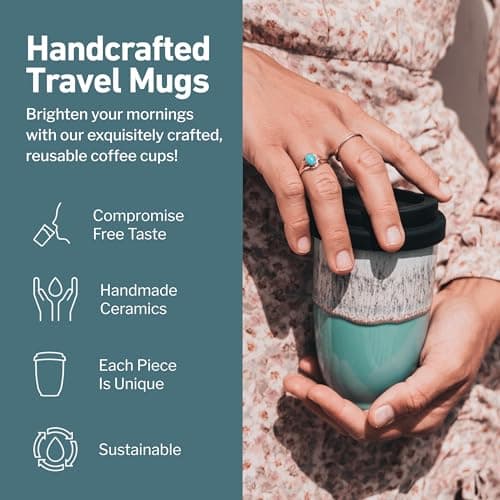 NOVA CERAMICS Travel Mug - Travel Coffee Mug – Reusable Coffee Cup Unique to Go Mug – Microwave & Dishwasher Safe Coffee Tumbler - Gifts for Women Men Him Her – 12oz - Nebula — view 2