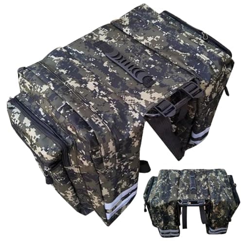Pesoncarl Bike Saddle Bag, Large Camo Panniers Bike Bags, Protable Rack Bag with Reflective Stripe & Multi Pockets, Saddle Bags for Rear Rack, Trunk for Mountain, sports — view 2