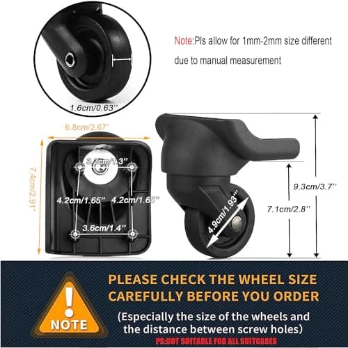 Replacement Luggage Wheel Repair Suitcase Bag Parts Spinner Wheels Casters for Travel Customs Box W044 (A SET 4PCS) — view 2