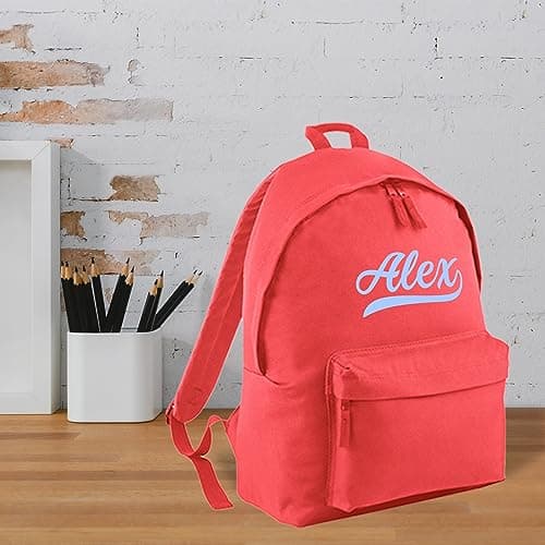 Print Maniacs Personalised Large 18L Kids Travel Backpack Junior Shoulder Collage Rucksack School Lunch Swimming P.E Laptop Book Bag Baseball (Coral) — view 6
