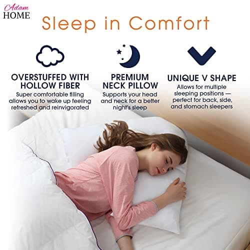 Adam Home V Pillow with Pillowcase Extra Filled Hollow Fiber for Neck Support, Orthopedic, Maternity Pregnancy & Nursing Super Soft & Comfortable V shaped Pillows with Pillowcase — view 5