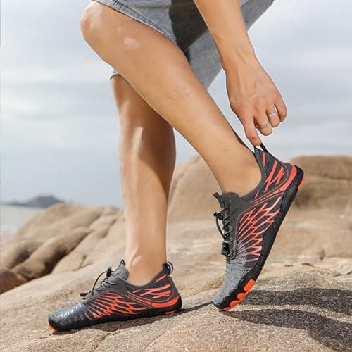 Hike Barefoot Shoes Womens Mens Walking Running Gym Trainers Wide Fit Non-Slip Lightweight Outdoor Swim Surf Water Shoes Orange — view 2