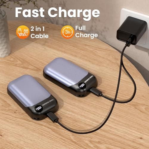 Hand Warmers, 2 Pack Magnetic Electric Handwarmer, 6000mAh USB Hand Warmers Rechargeable, 4 Heat Settings, LED Digital Display, Suitable for Outdoor Indoor - Hunt, Camp, Golf or Gift Giving, Blue — view 4